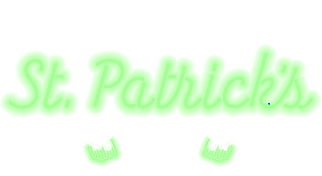 Glowing Happy St. Patrick's Day Cursive Text on Transparent Background