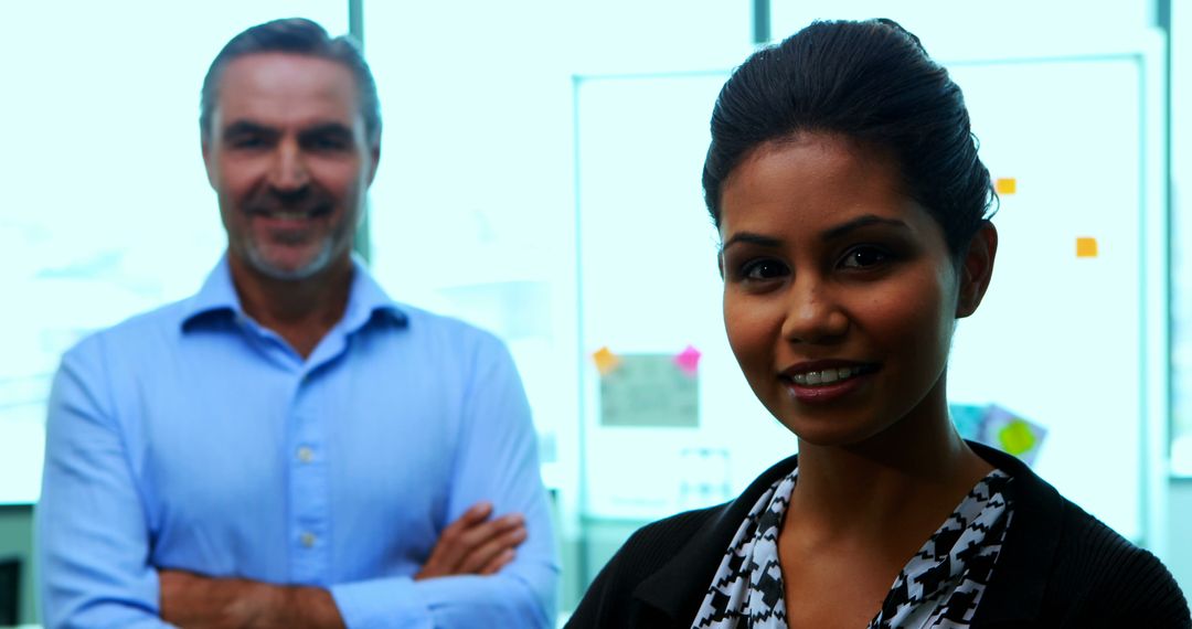 Confident Multigenerational Business Team Standing in Modern Office