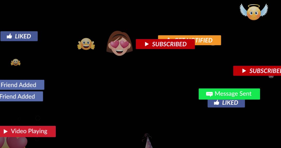 Social Media Interaction Icons on Black Background