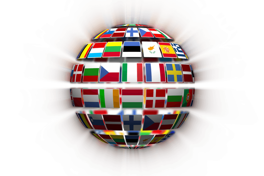 Transparent Globe of Flags on Reflective Surface Symbolizing Global Unity - Download Free Stock Images Pikwizard.com