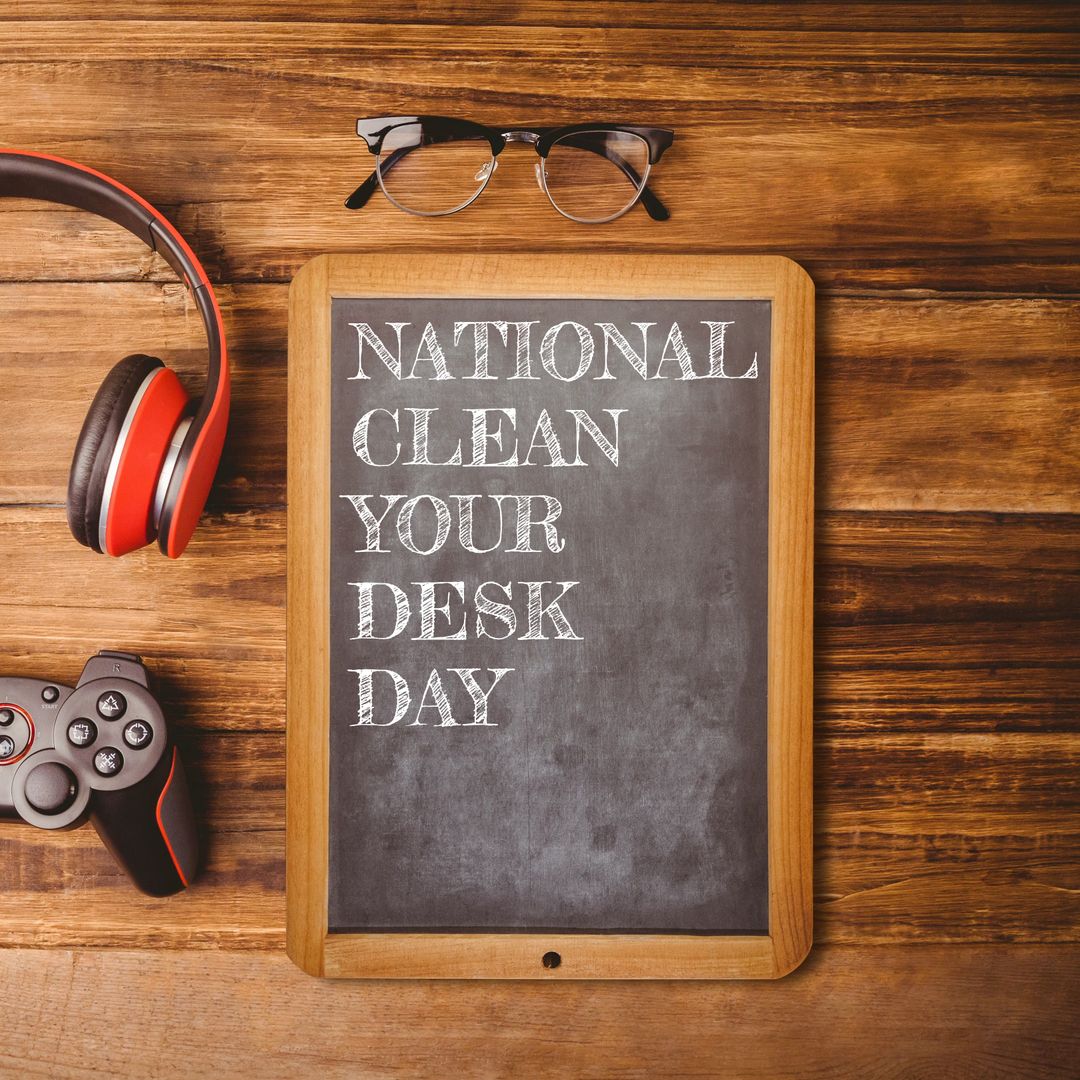 National Clean Your Desk Day Chalkboard Reminder