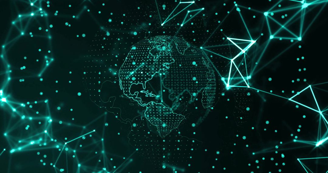 Digital Network Connections Across Global World Map