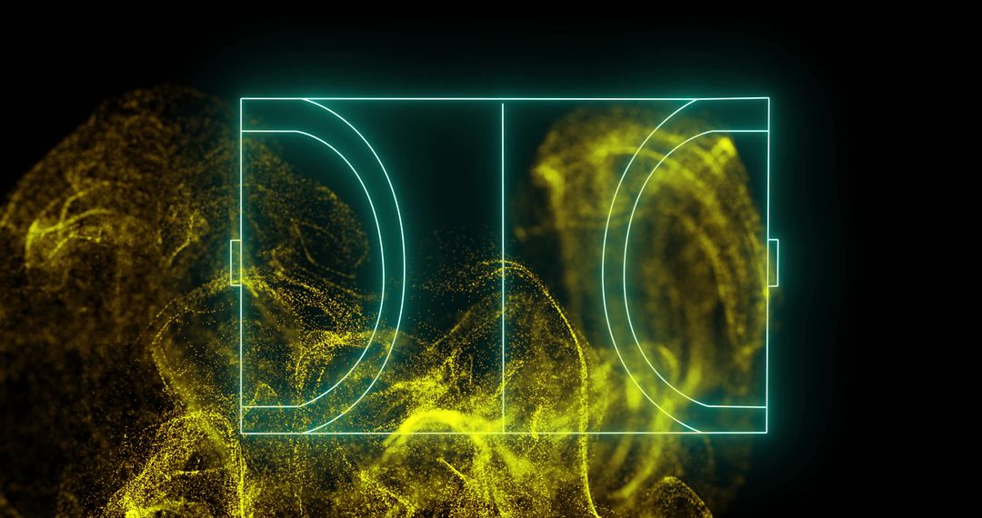Abstract Neon Basketball Court with Dynamic Yellow Particles