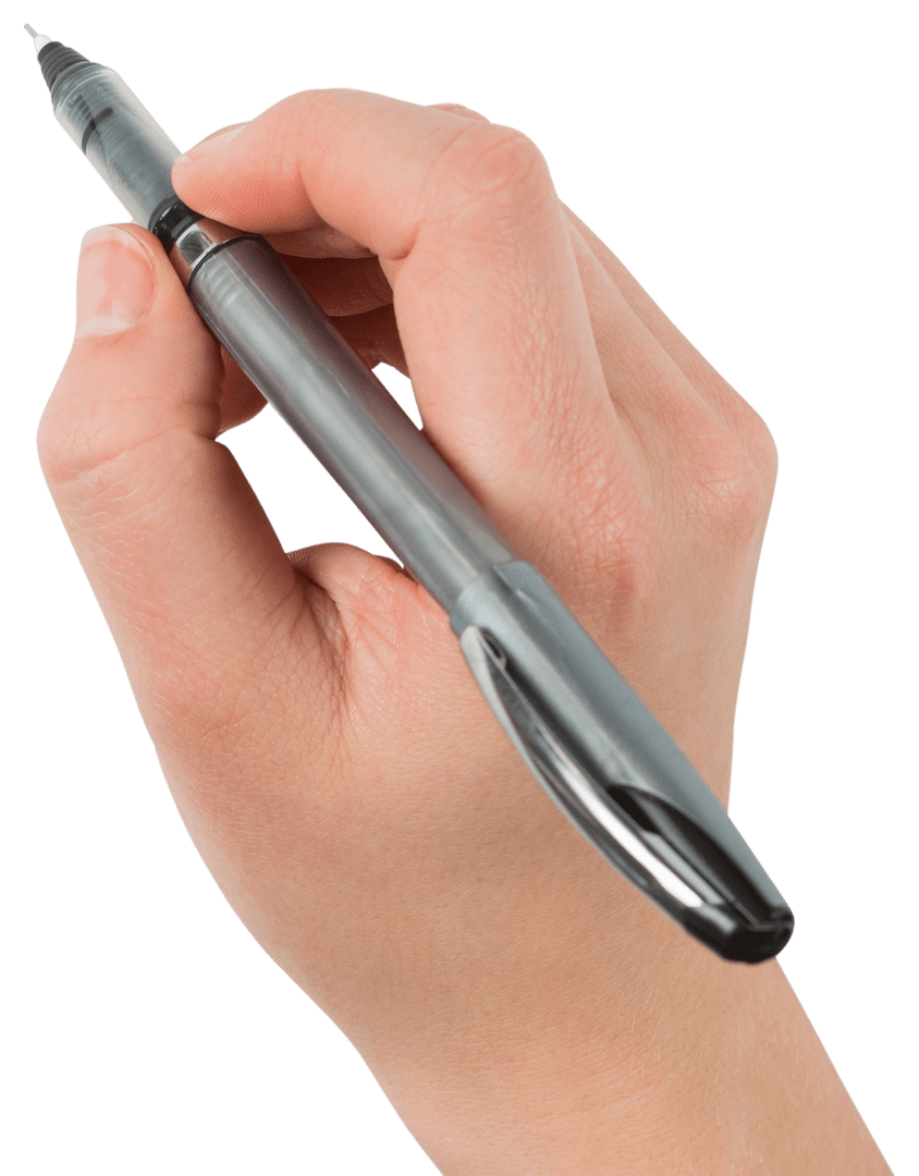 Businessperson's Transparent Hand Writing with Pen Close-Up
