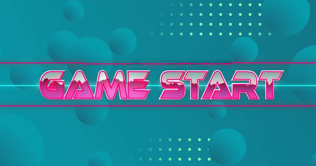 Retro Game Start Text with Digital Interface Design