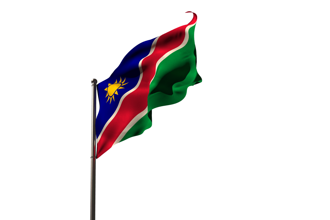 Waving Namibian Flag Isolated on Transparent Background