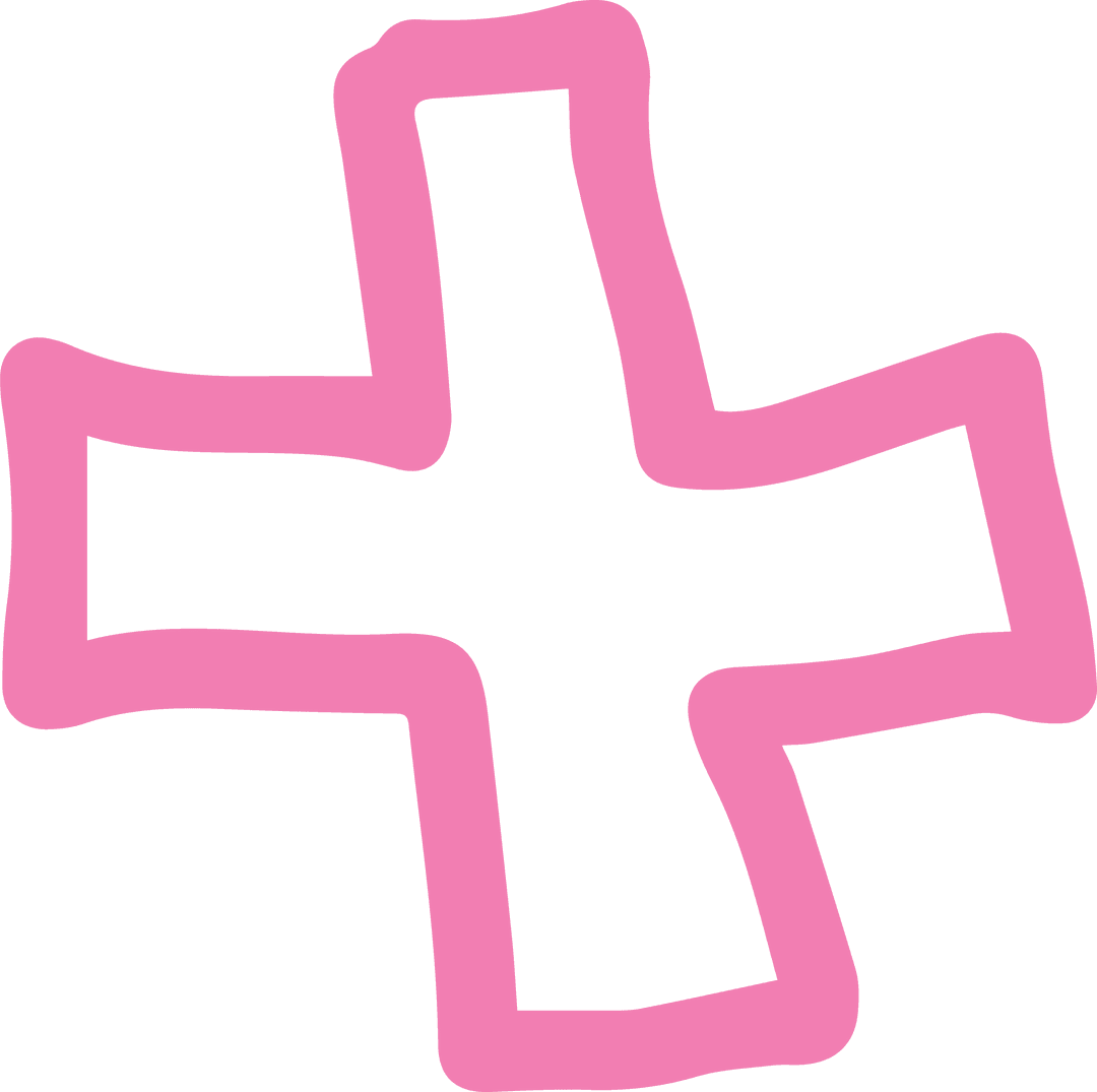 Hand-Drawn Pink Plus Sign with Transparent Background