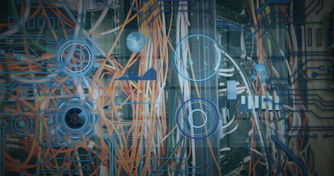 Digital Data Processing Concept with Server Cables and Interfaces - Free Images, Stock Photos and Pictures on Pikwizard.com