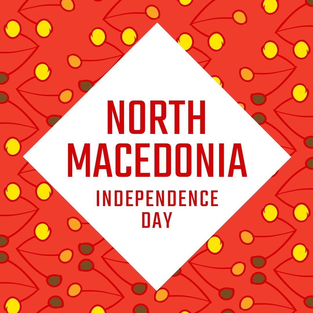 Illustration of north macedonia independence day in white square against scribbles on red background - Download Free Stock Templates Pikwizard.com