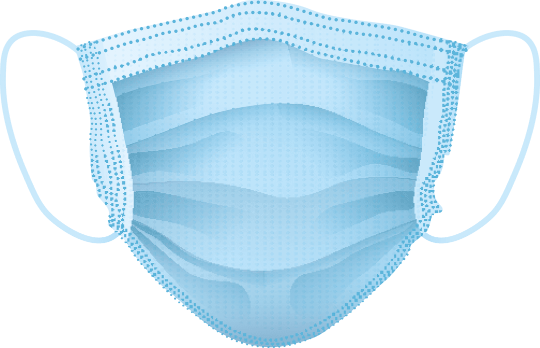 Blue Protective Face Mask on Transparent Background