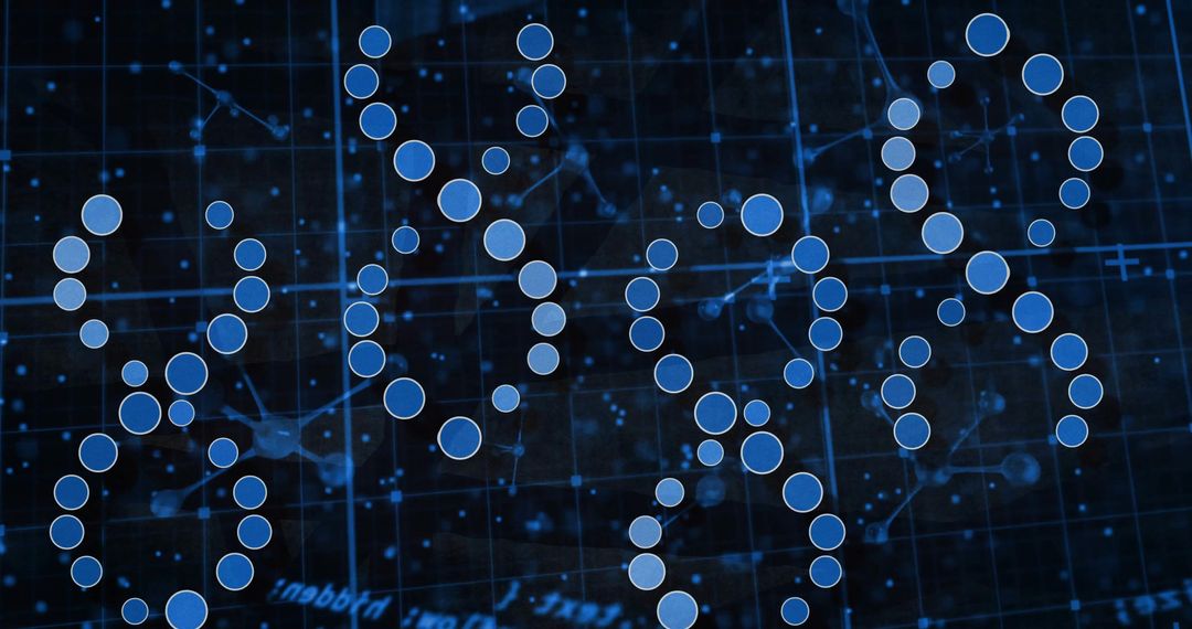 Glowing Blue Node Rings Forming Connected Network on Digital Grid Visualizing Connectivity