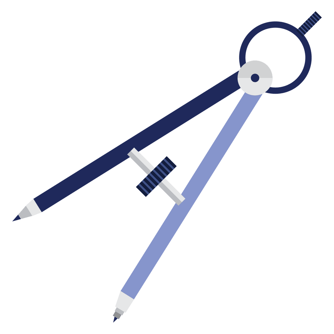 Blue Geometry Compass on Transparent Background for Math and Design