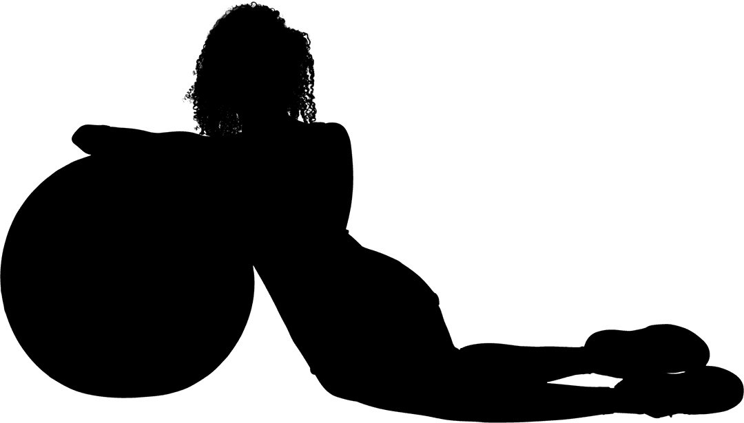 Transparent Silhouette of Female Athlete with Exercise Ball