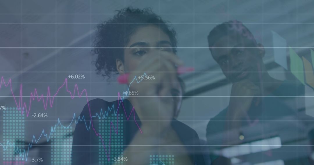 Business Team Analyzing Financial Data on Virtual Interface