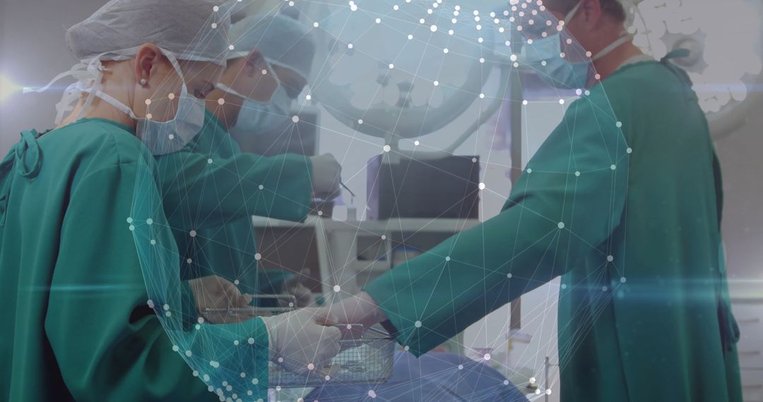 Surgeons Performing Complex Operation in Operating Room