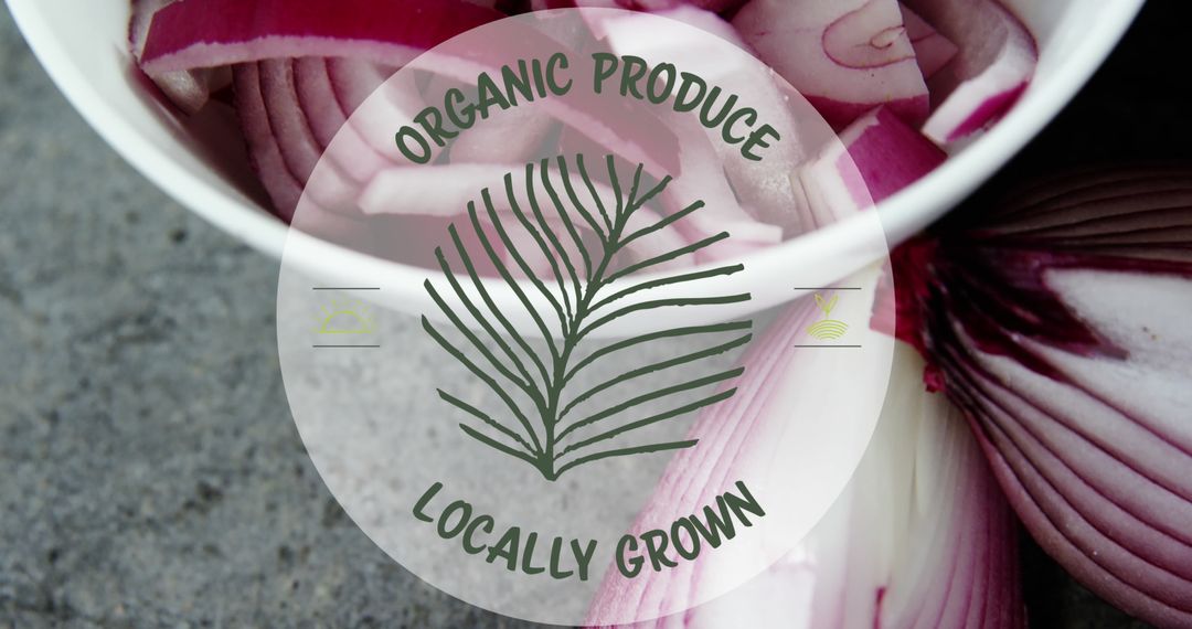 Organic Onions with Green Logo and Text for Local Produce