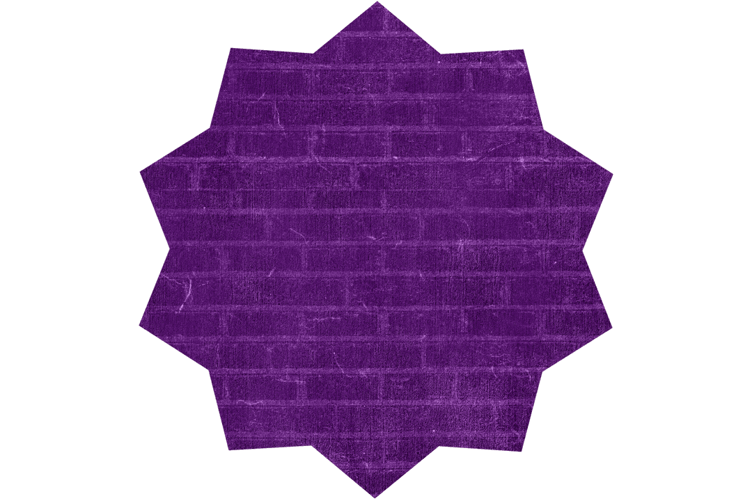 Purple Geometric Star on Transparent Brick Background
