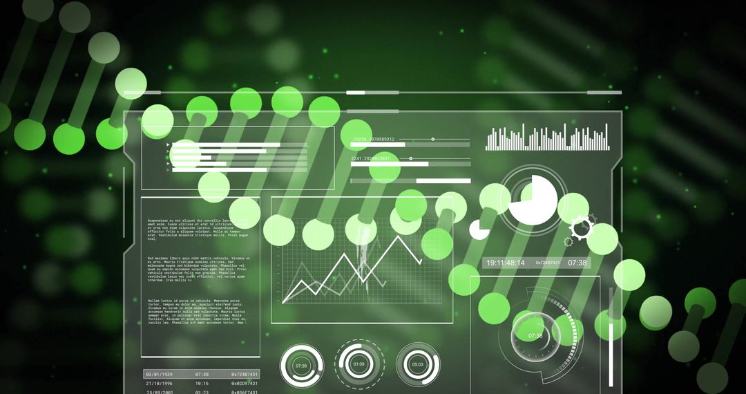 Futuristic Data Dashboard with DNA Helix and Graphs