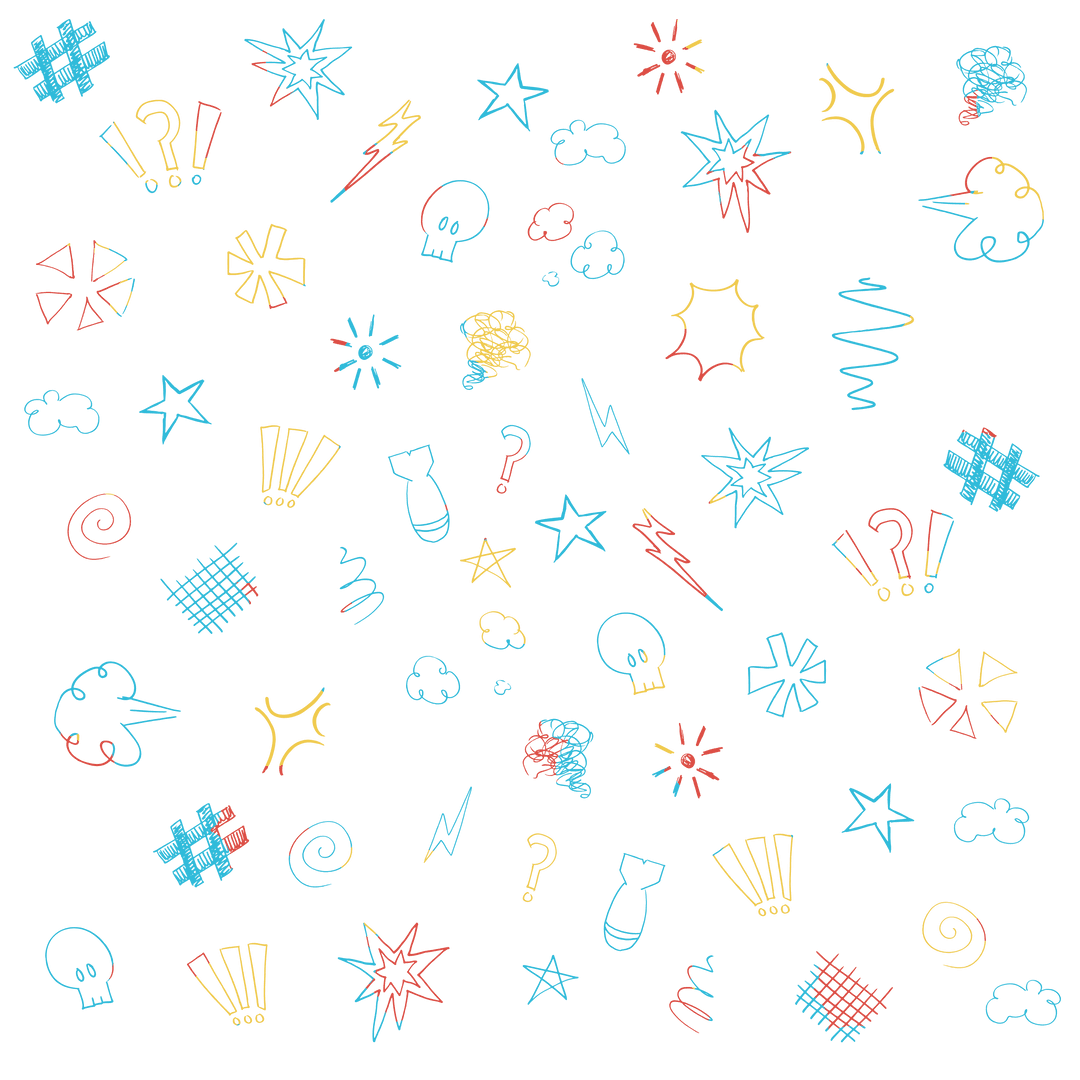 Vibrant Abstract Symbols on Transparent Background