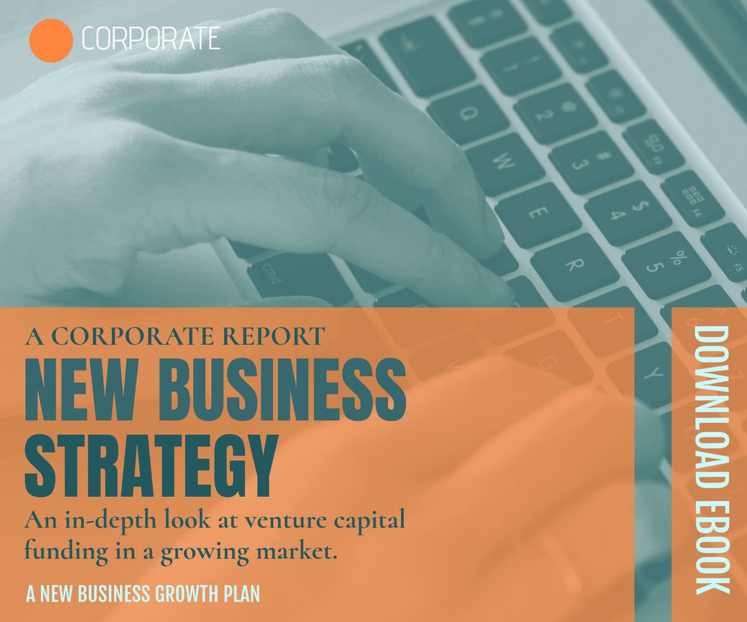 New Business Strategy Ebook Download with Laptop Keyboard Background - Download Free Stock Templates Pikwizard.com