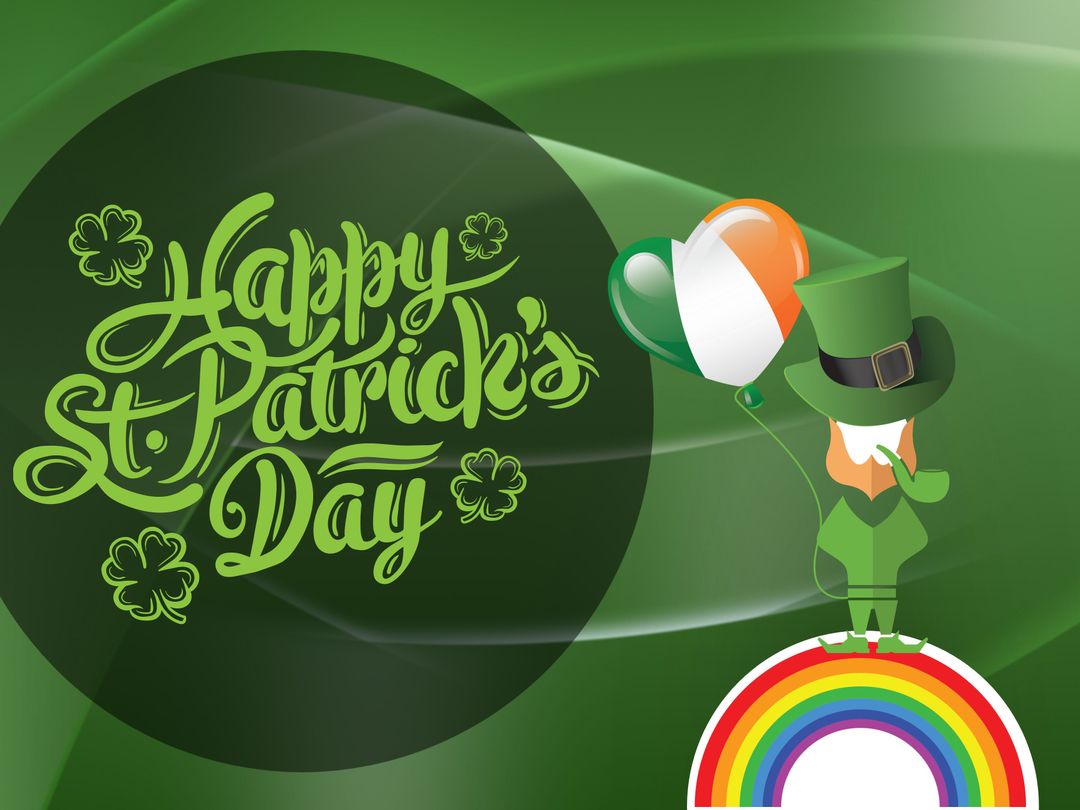 Festive St. Patrick's Day Design with Leprechaun and Shamrocks