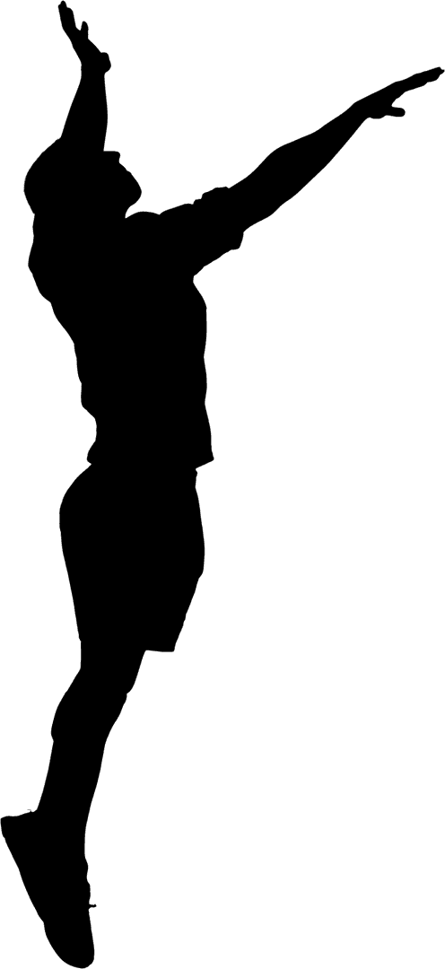 Dynamic Silhouette of Athlete Jumping on Transparent Background