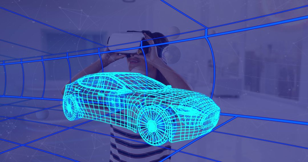 Woman Experiencing Virtual Reality Car Design