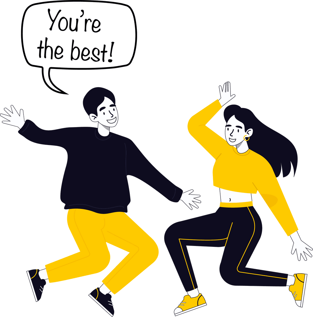 Energetic Cartoon Friends Jumping on Transparent Background