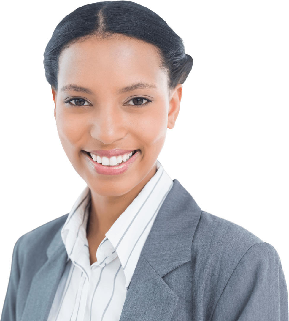 Transparent Smiling Businesswoman Professional Attire