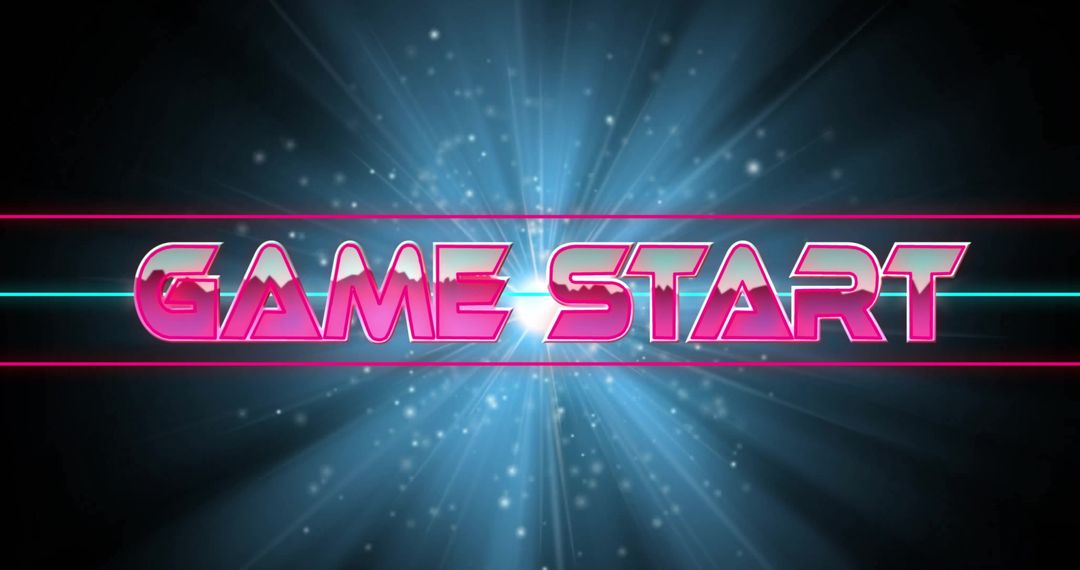 Retro Neon Game Start Screen with Vibrant Glow