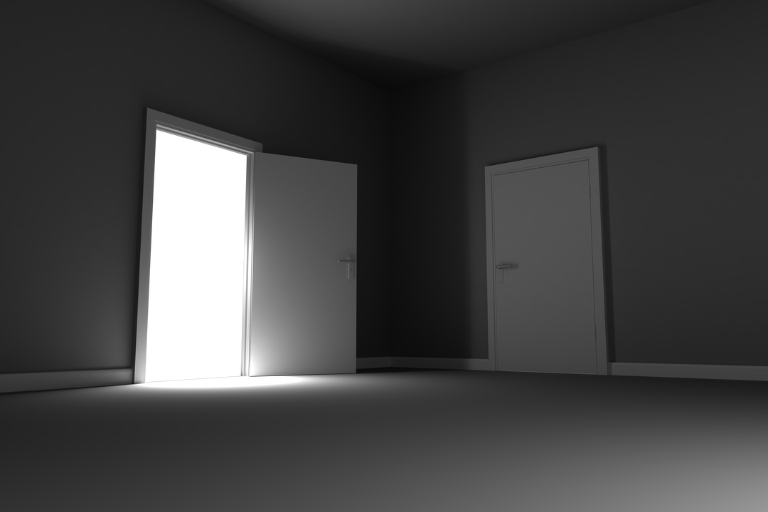 Transparent Contrast in Dark Room with Open and Closed Doors - Download Free Stock Images Pikwizard.com