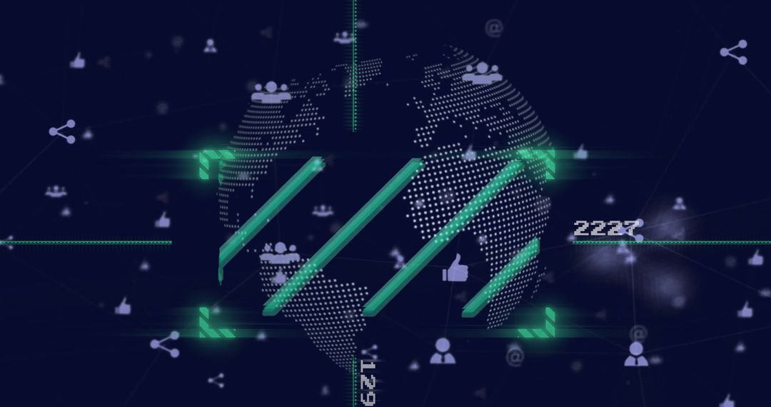 Digital Interface with Global Communication and Data Network Graphics