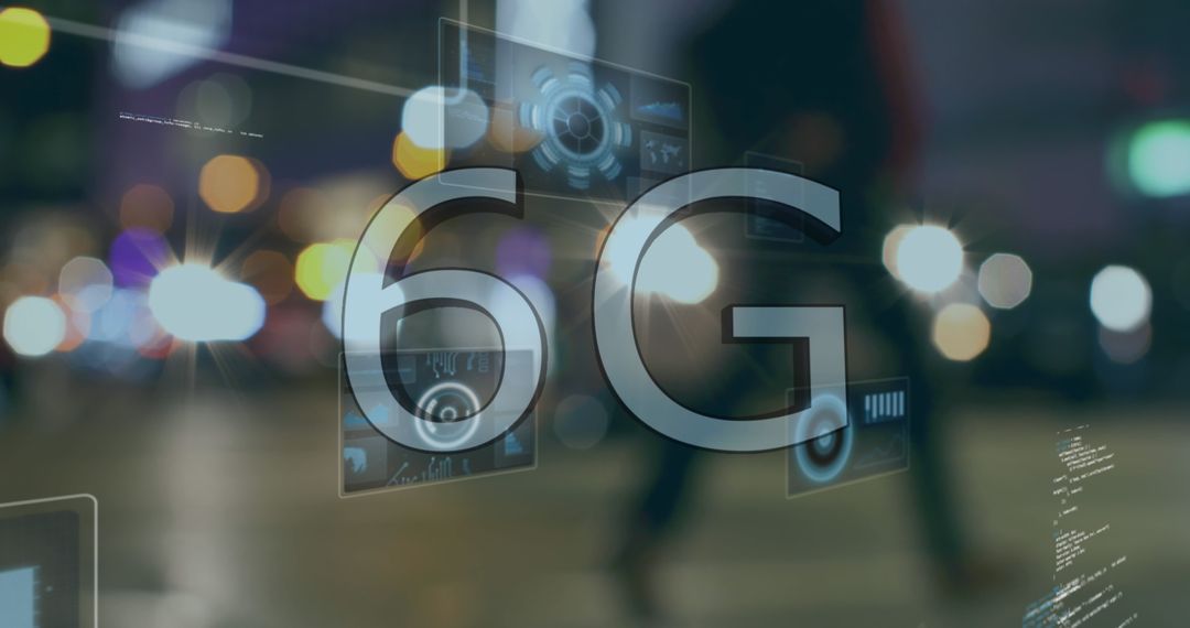 6G Technology Concept with Data Overlay on City Traffic