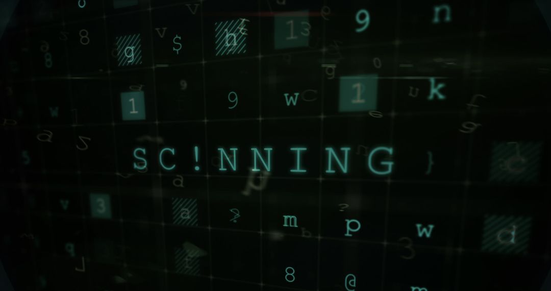 Futuristic Scanning Letters and Numbers on Digital Grid