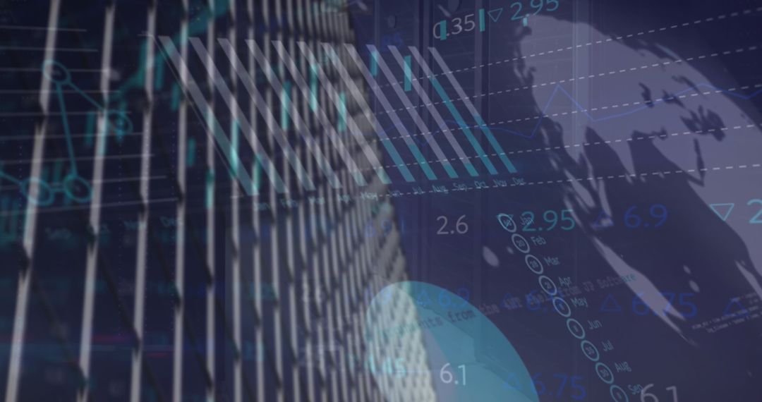 Abstract Financial Data Projection Over Urban Cityscape