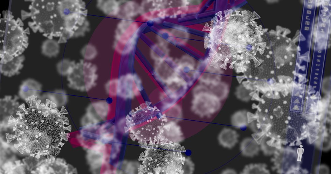 Virus Cells Interacting with DNA Strands Digitally Conceptualized