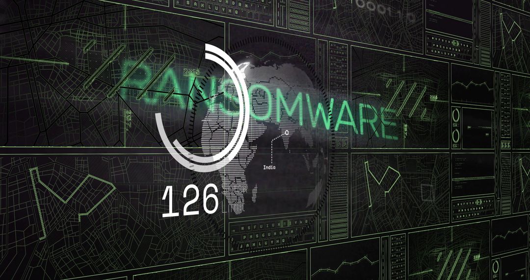 Cybersecurity Interface Depicting Ransomware Activity Over Global Map