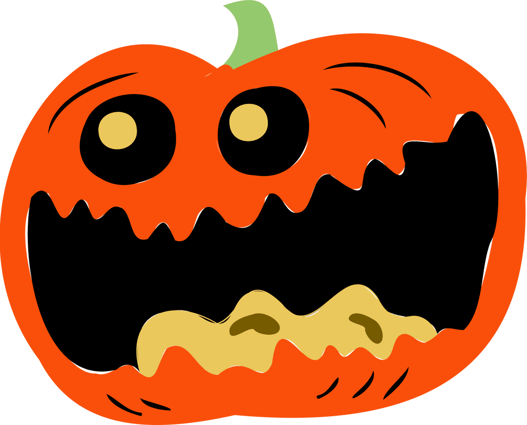 Spooky Cartoon Pumpkin with Transparent Background, Ready for Halloween