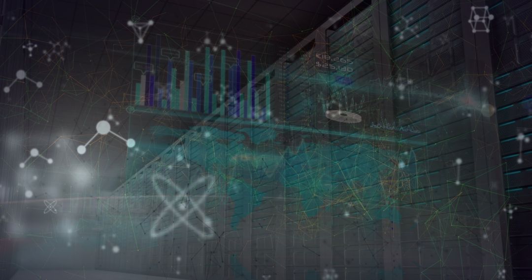 Futuristic Server Technology with Molecular Illustrations