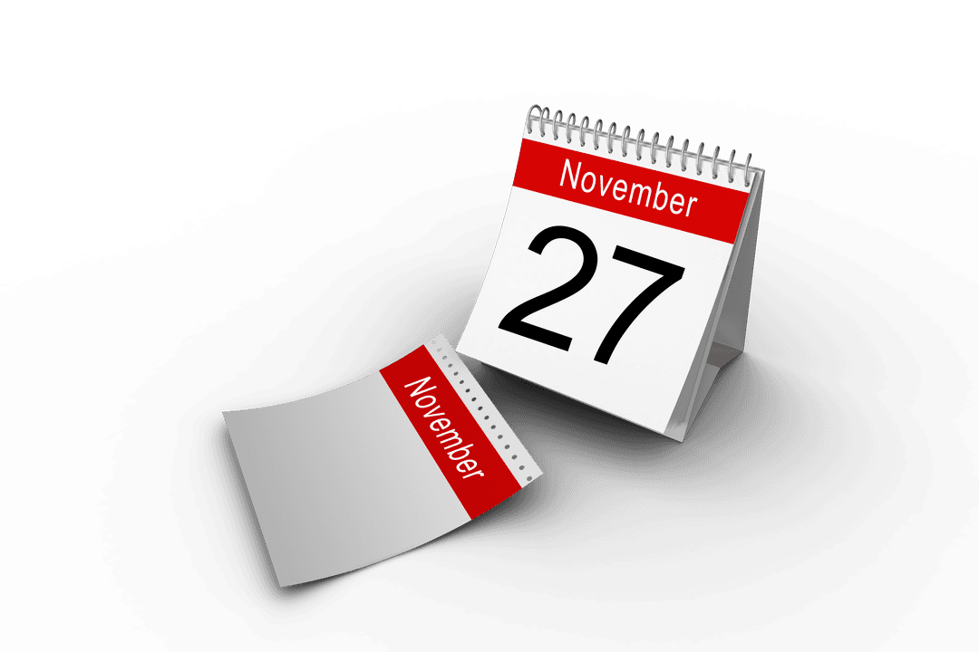 Transparent November 27 Desk Calendar Display