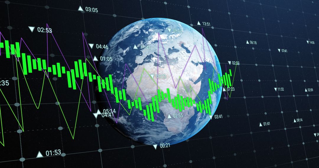 Global Financial Data Overlapping with Earth Image