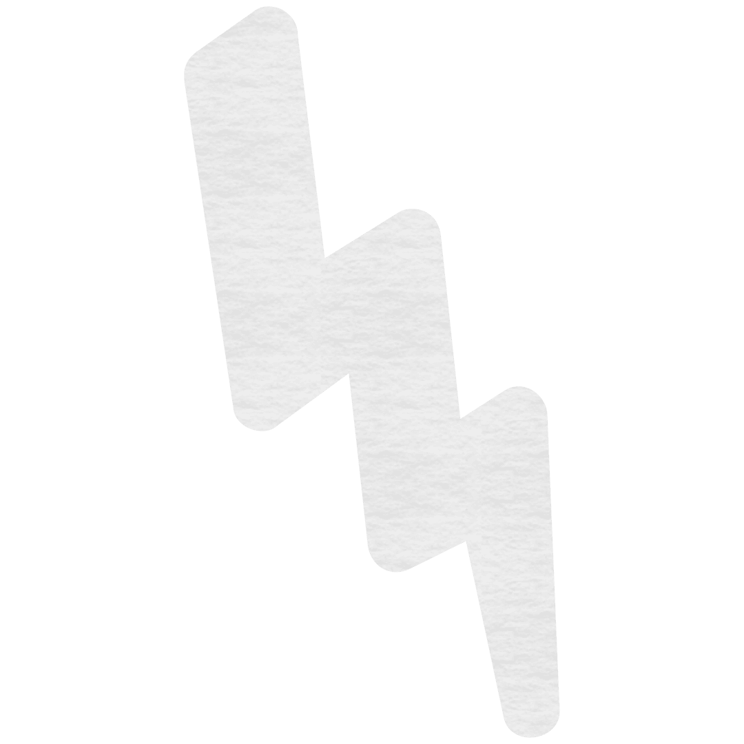 Stylized White Lightning Bolt Illustration on Transparent Background