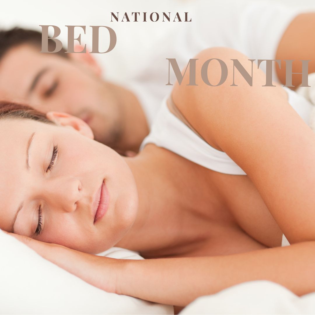 Couple Sleeping Peacefully for National Bed Month Campaign - Download Free Stock Templates Pikwizard.com