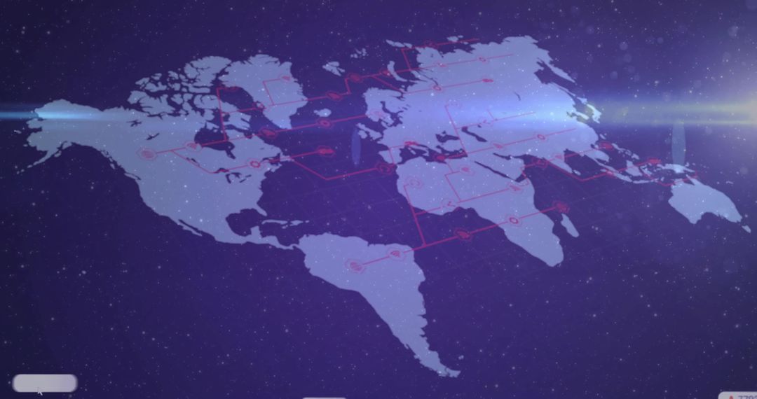 Futuristic World Map with Digital Connectivity in Purple