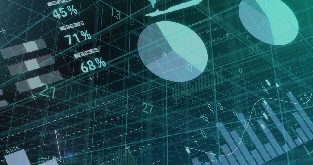 abstract financial data processing over grid with charts - Free Images, Stock Photos and Pictures on Pikwizard.com