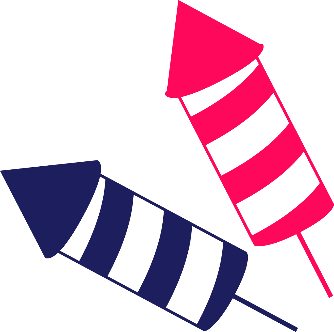 Colorful Firework Rockets on Transparent Background Illustrating Festivity