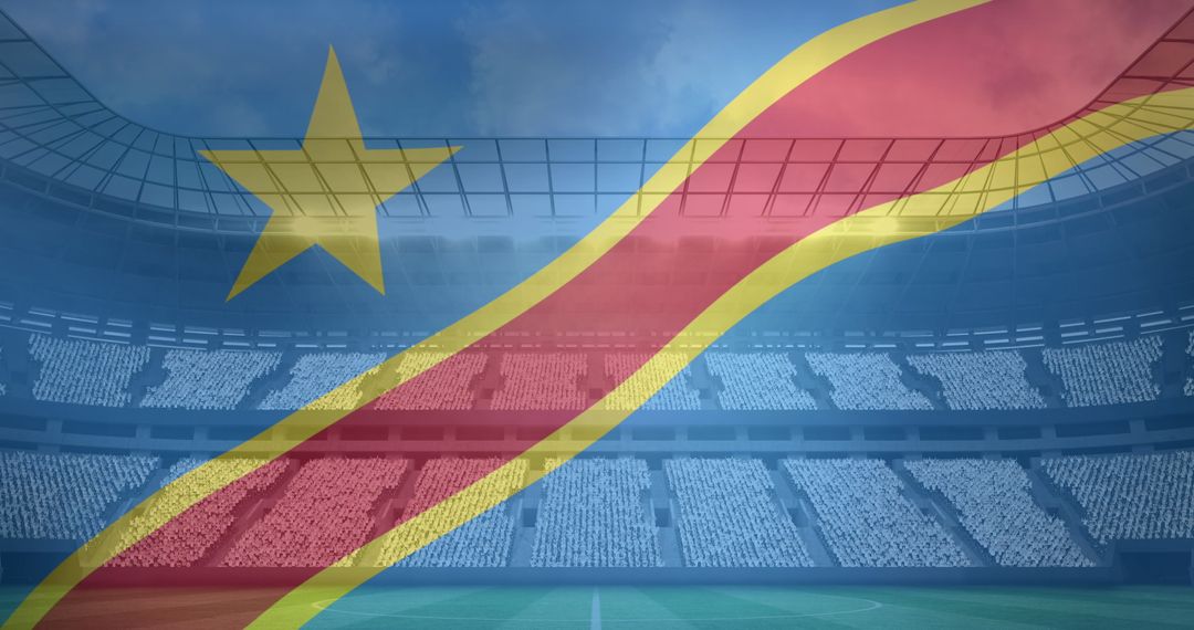 Democratic Republic of the Congo Flag Over Sport Stadium - Free Images, Stock Photos and Pictures on Pikwizard.com