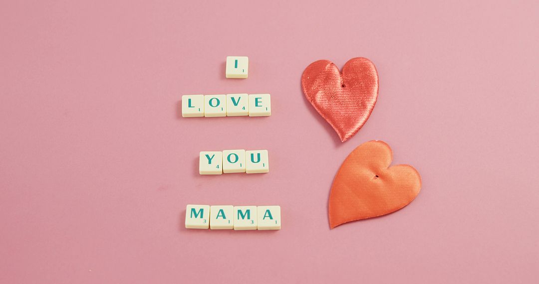 I Love You Mama Message With Red Hearts on Pink Background - Free Images, Stock Photos and Pictures on Pikwizard.com