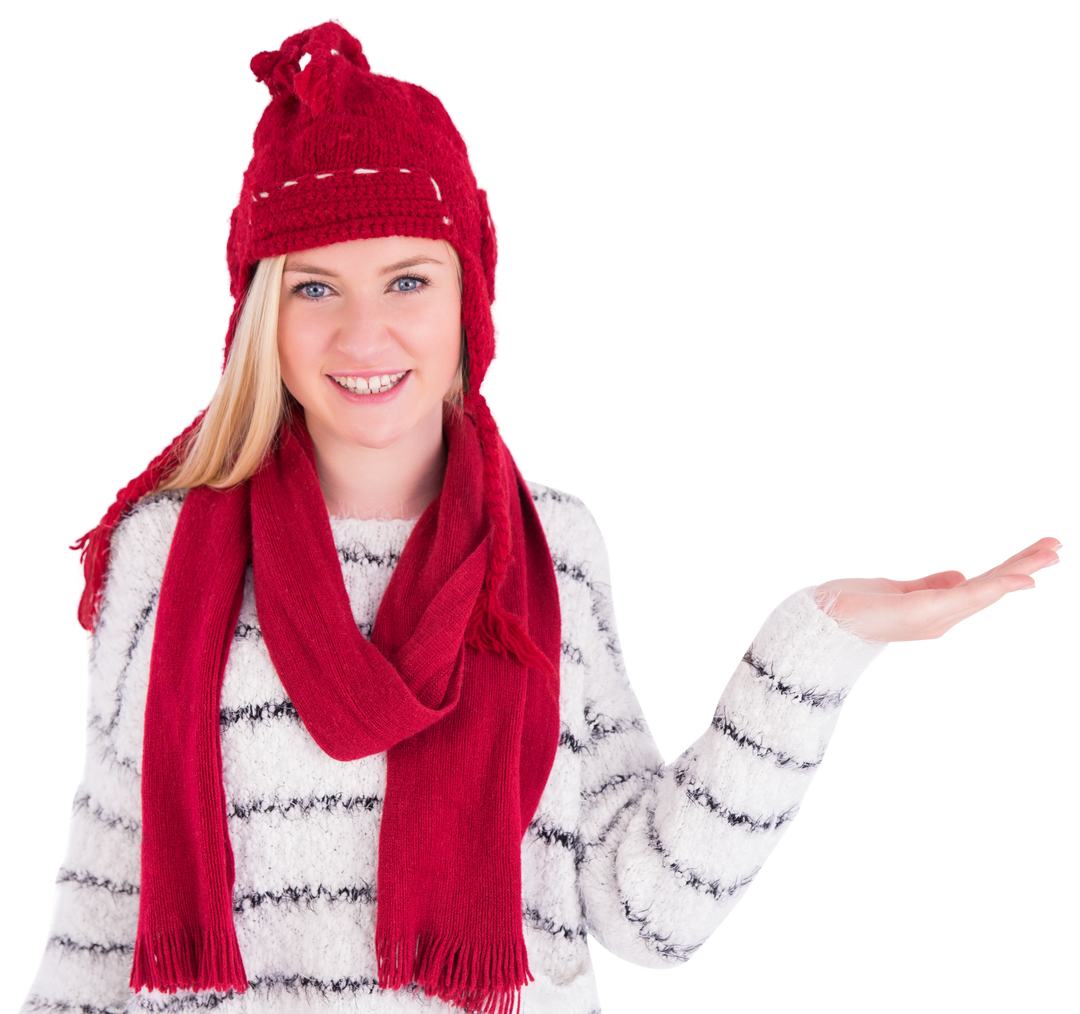 Smiling Caucasian Woman in Winter Hat and Scarf on Transparent Background - Download Free Stock Images Pikwizard.com