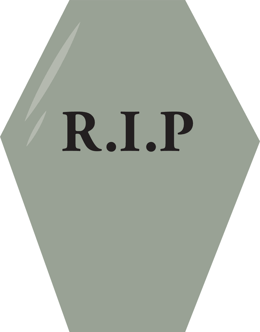 Transparent RIP Text on Coffin Illustration with Cemetery Theme